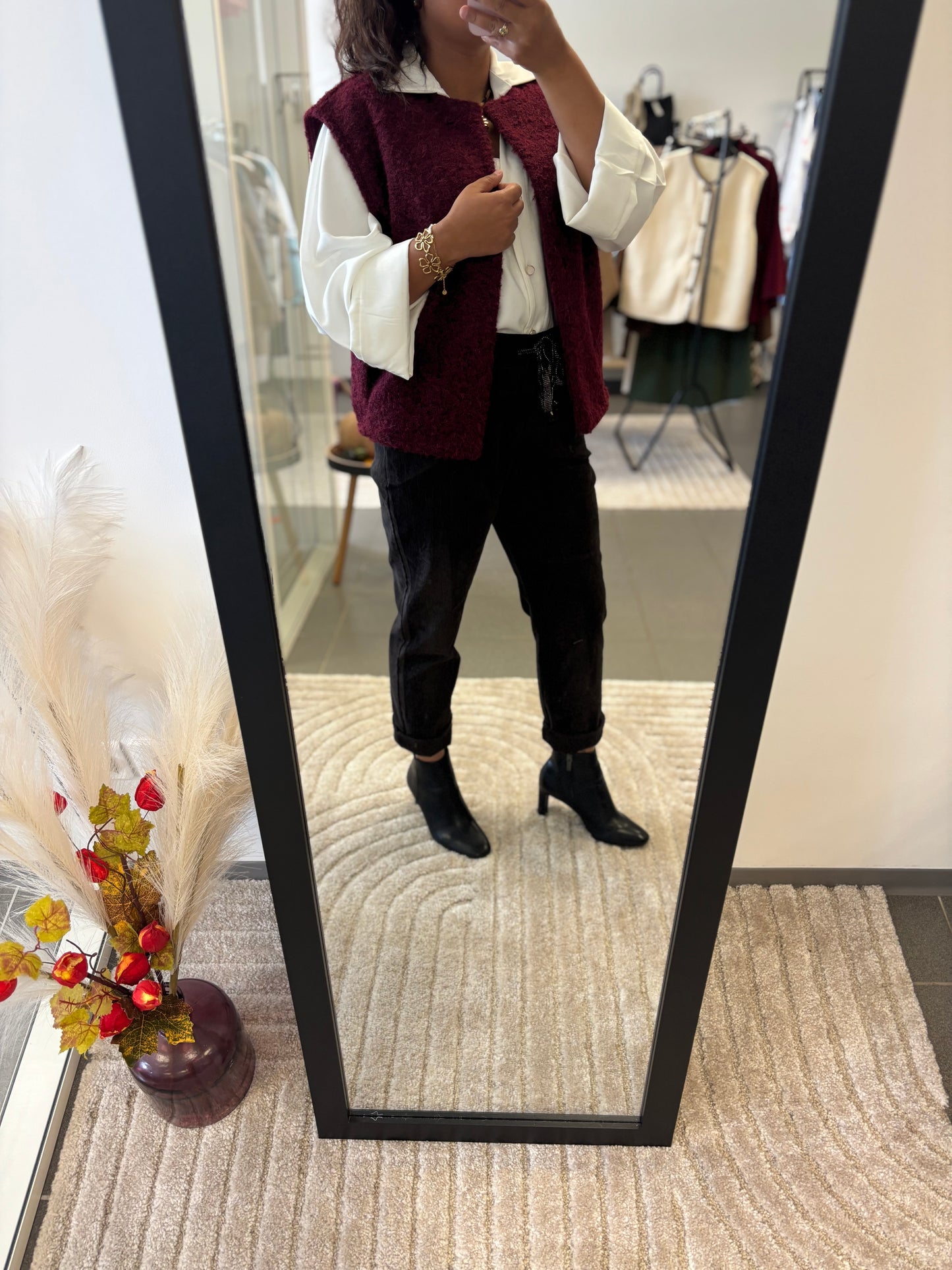 Gilet sans manches bordeaux texturé