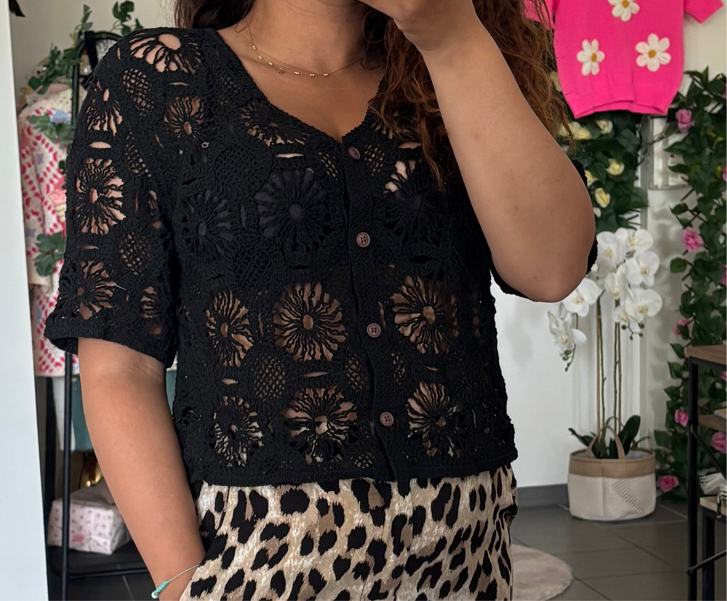 Haut en crochet noir