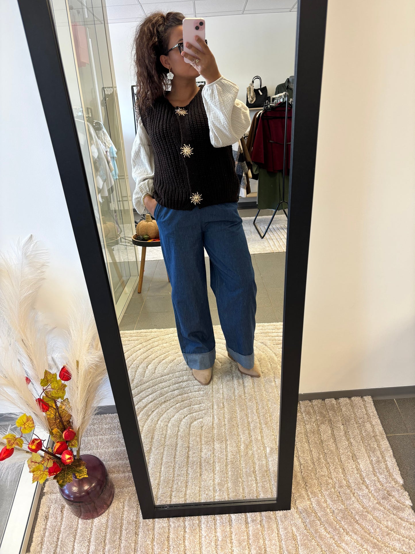 Gilet sans manche en maille marron chocolat