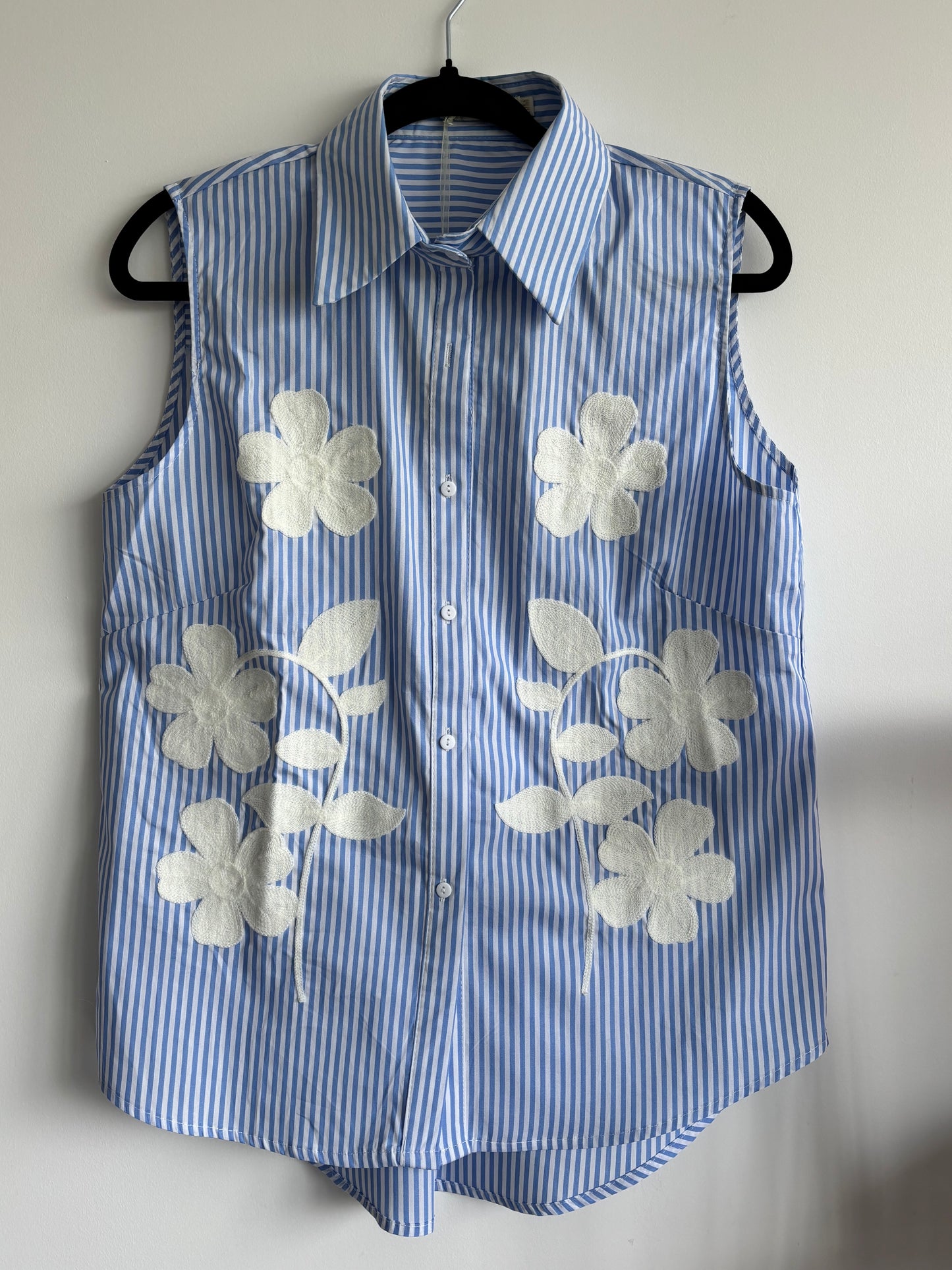 Chemise rayée « fleurs »