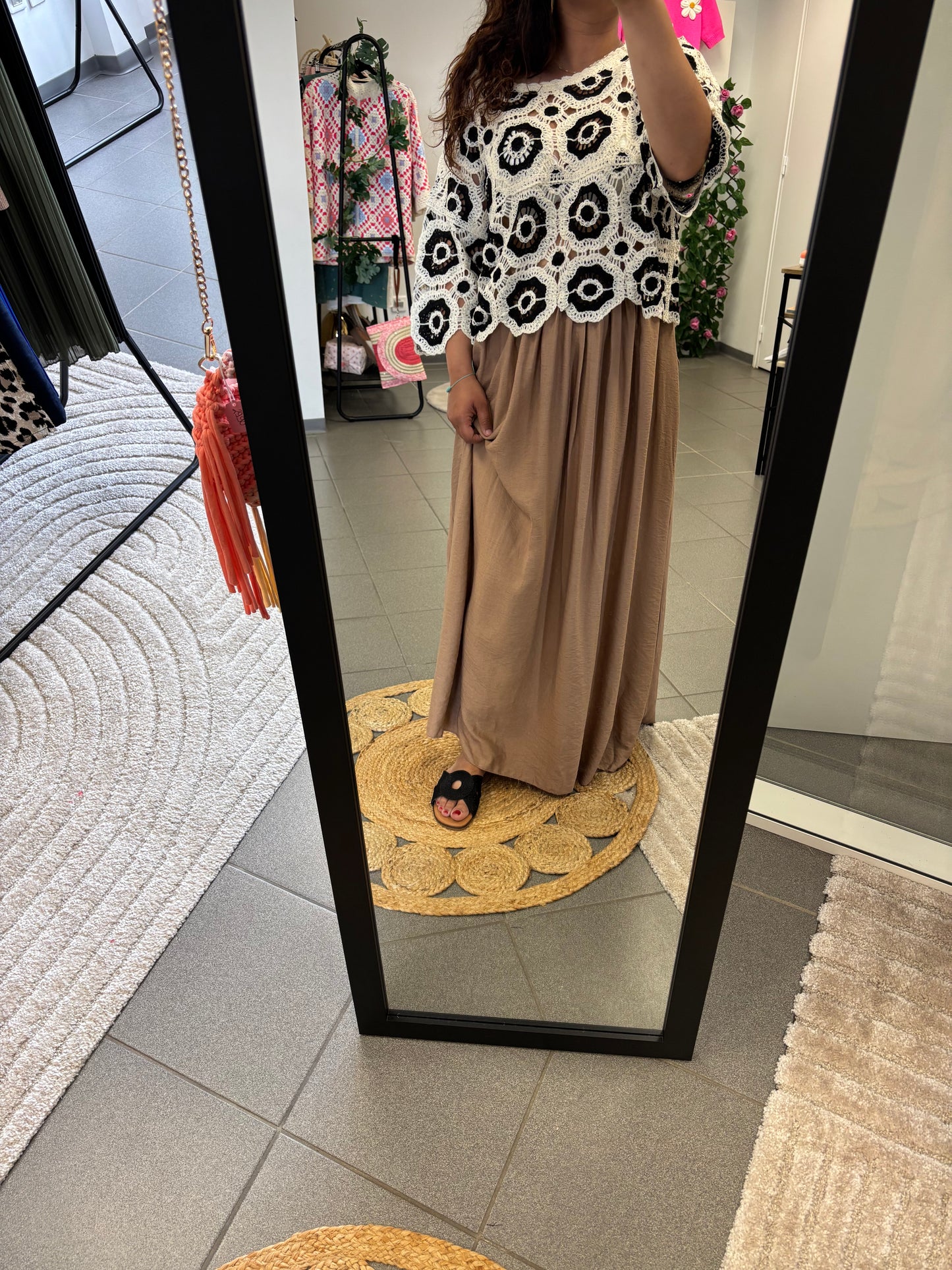 Jupe longue fluide camel