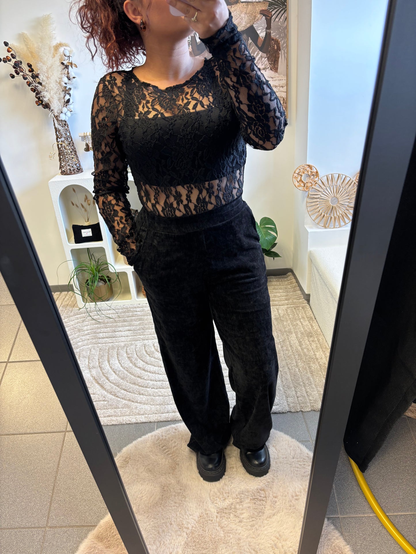 Pantalon large effet velours đź–¤