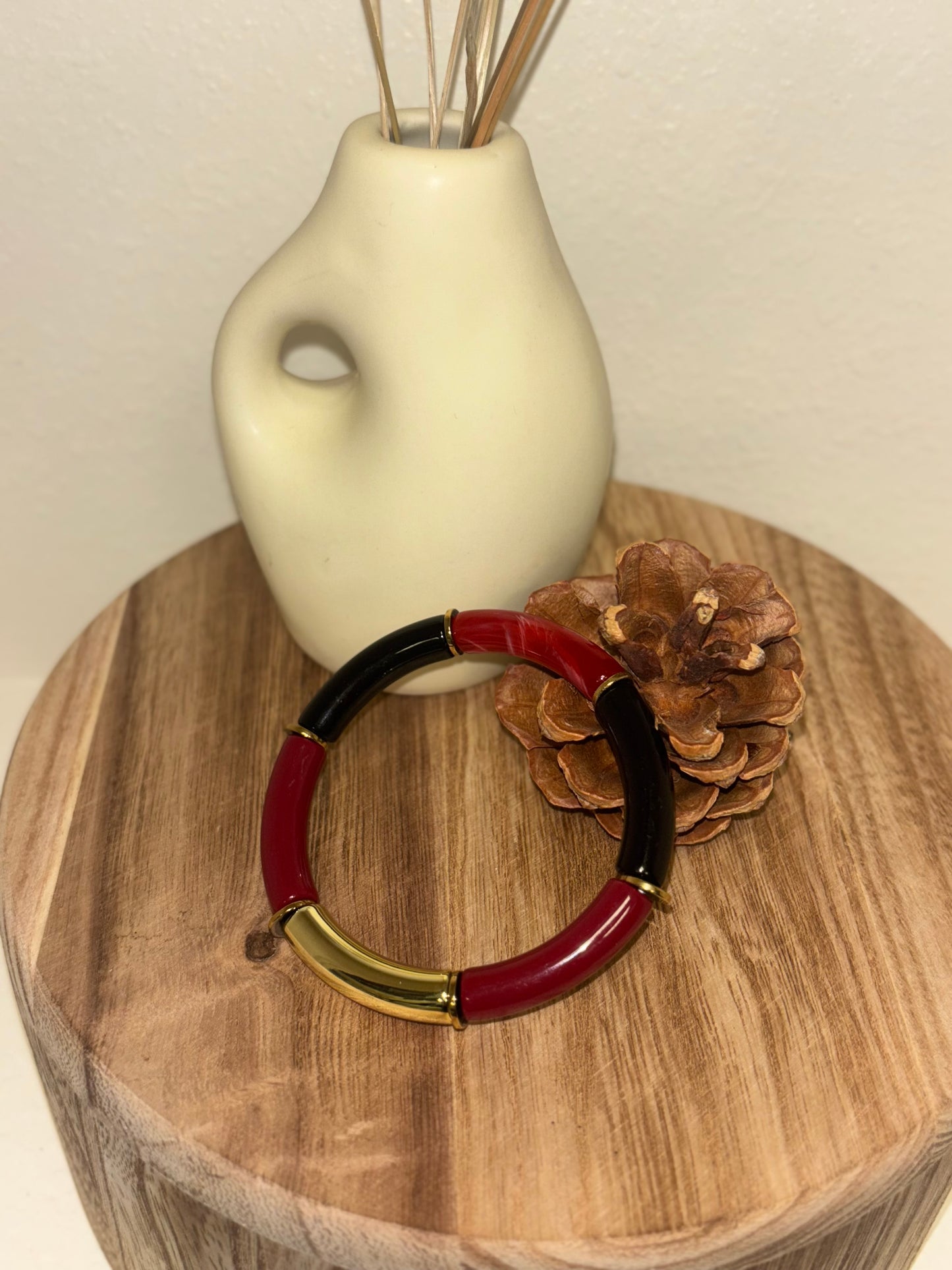Bracelet rouge, noir & doré 💋