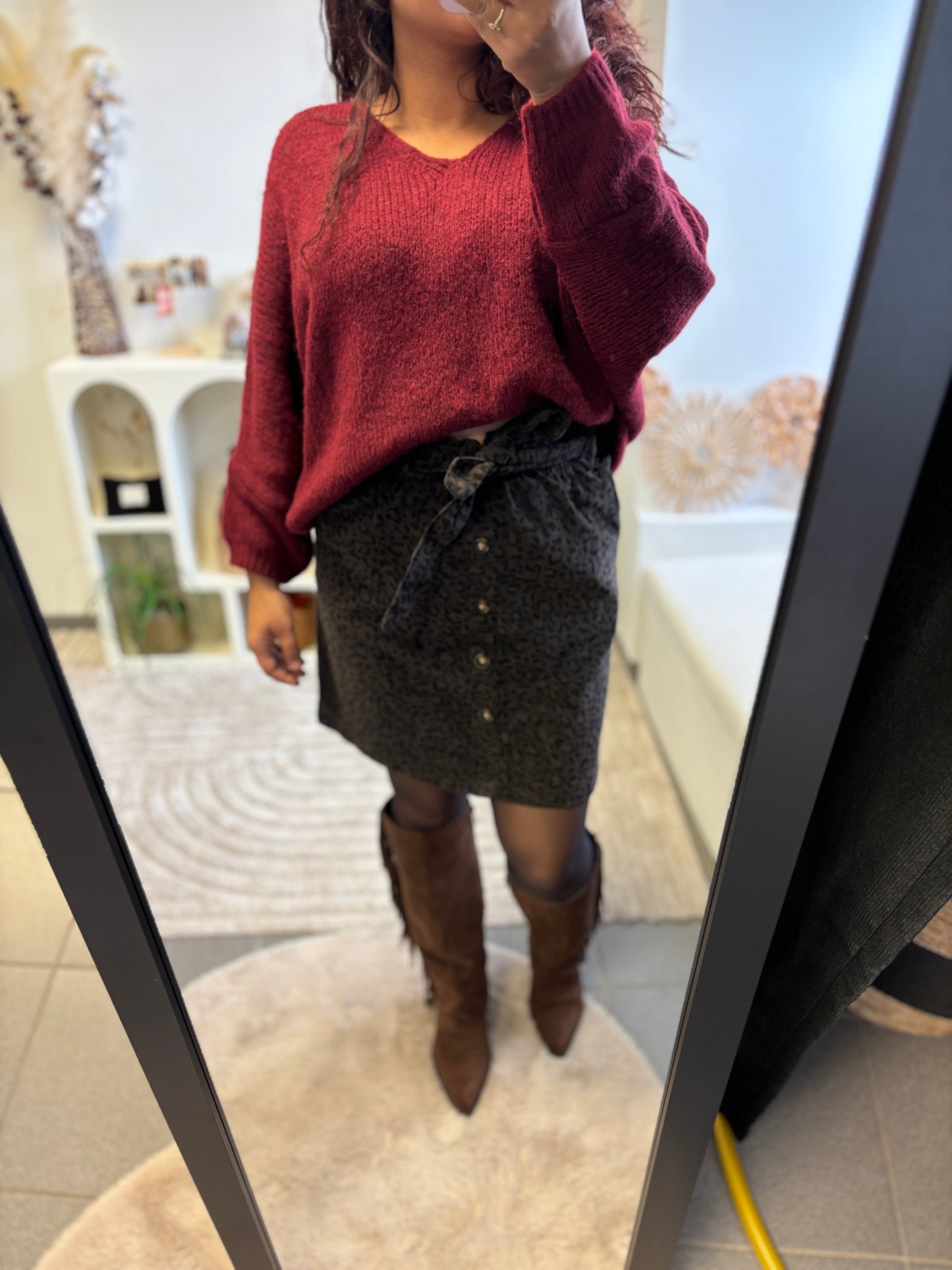 Jupe imprimé léopard chocolat – Élégance sauvage