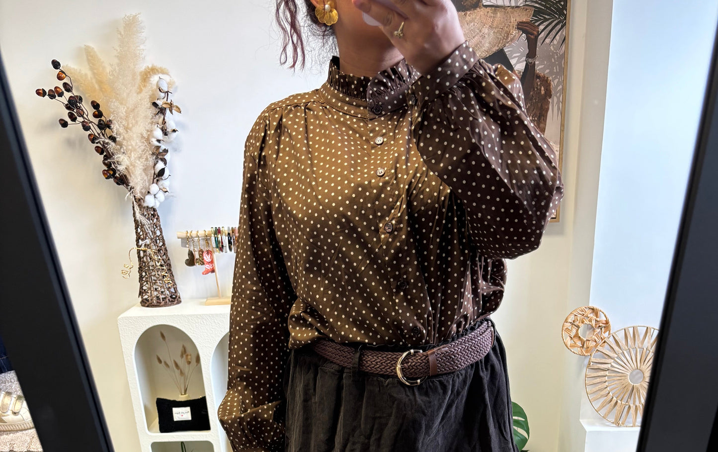 🤎 Jupe short velours chocolat à volants