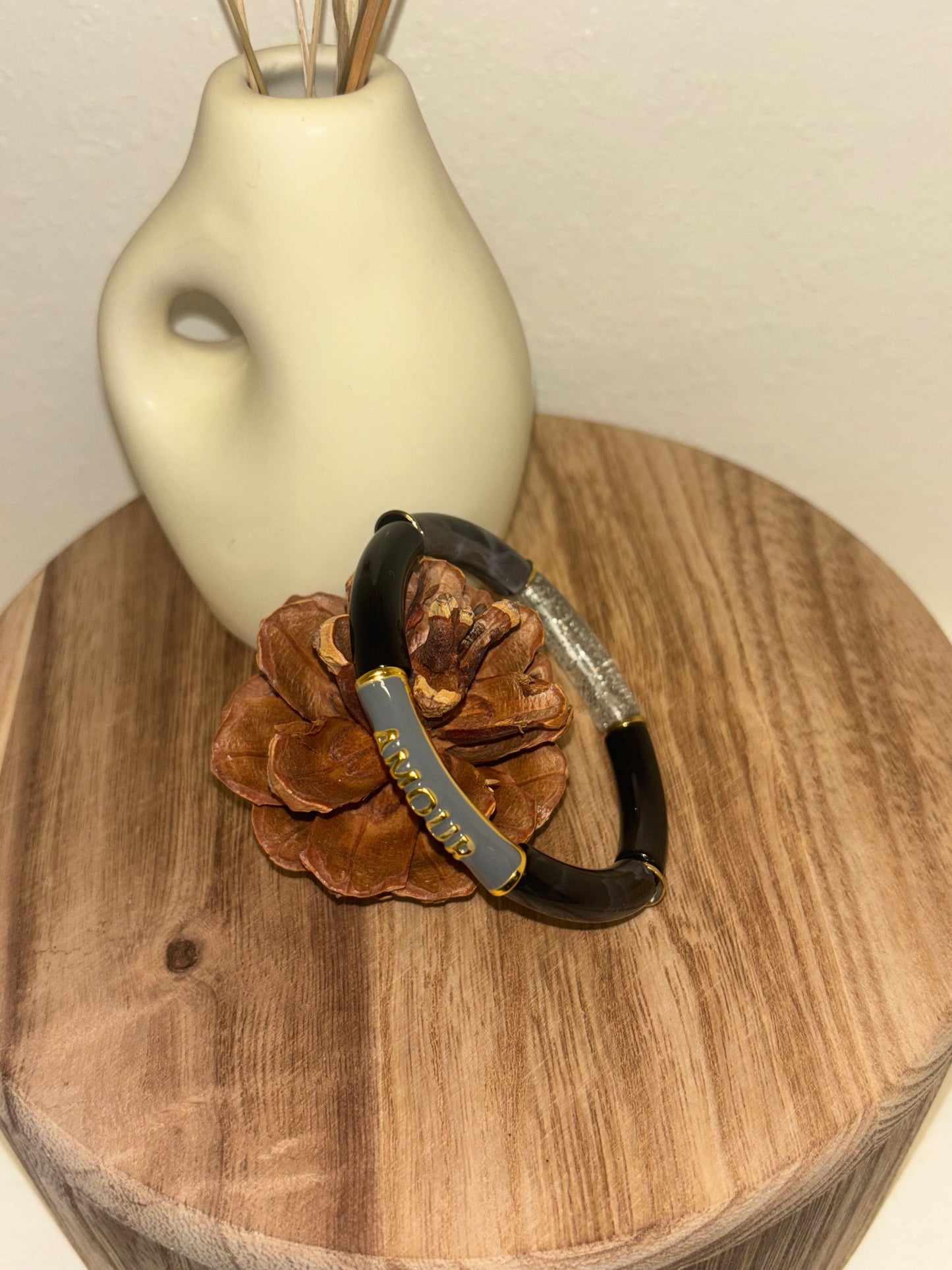 Bracelet noir & gris “Amour” 💞