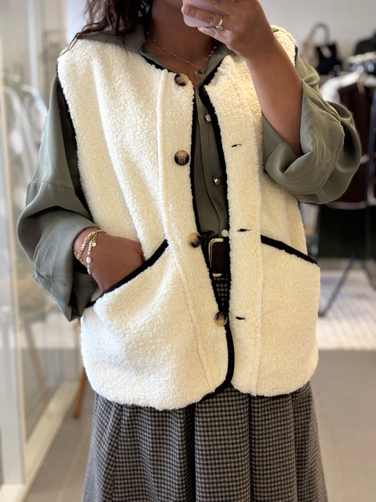 Gilet sans manches ecru tout doux
