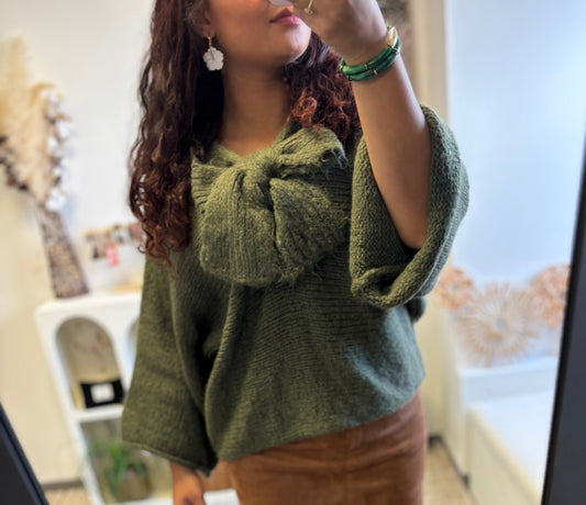 💚 Pull vert nœud cocooning