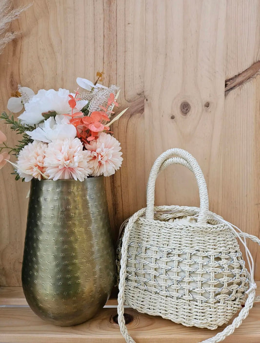 Mini sac en paille tressée clair