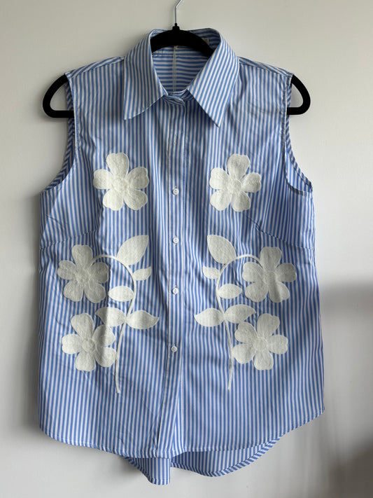Chemise rayée « fleurs »