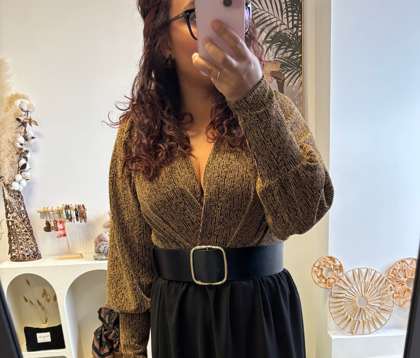 🌟 Body doré lurex décolleté croisé