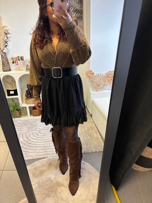 🌟 Body doré lurex décolleté croisé