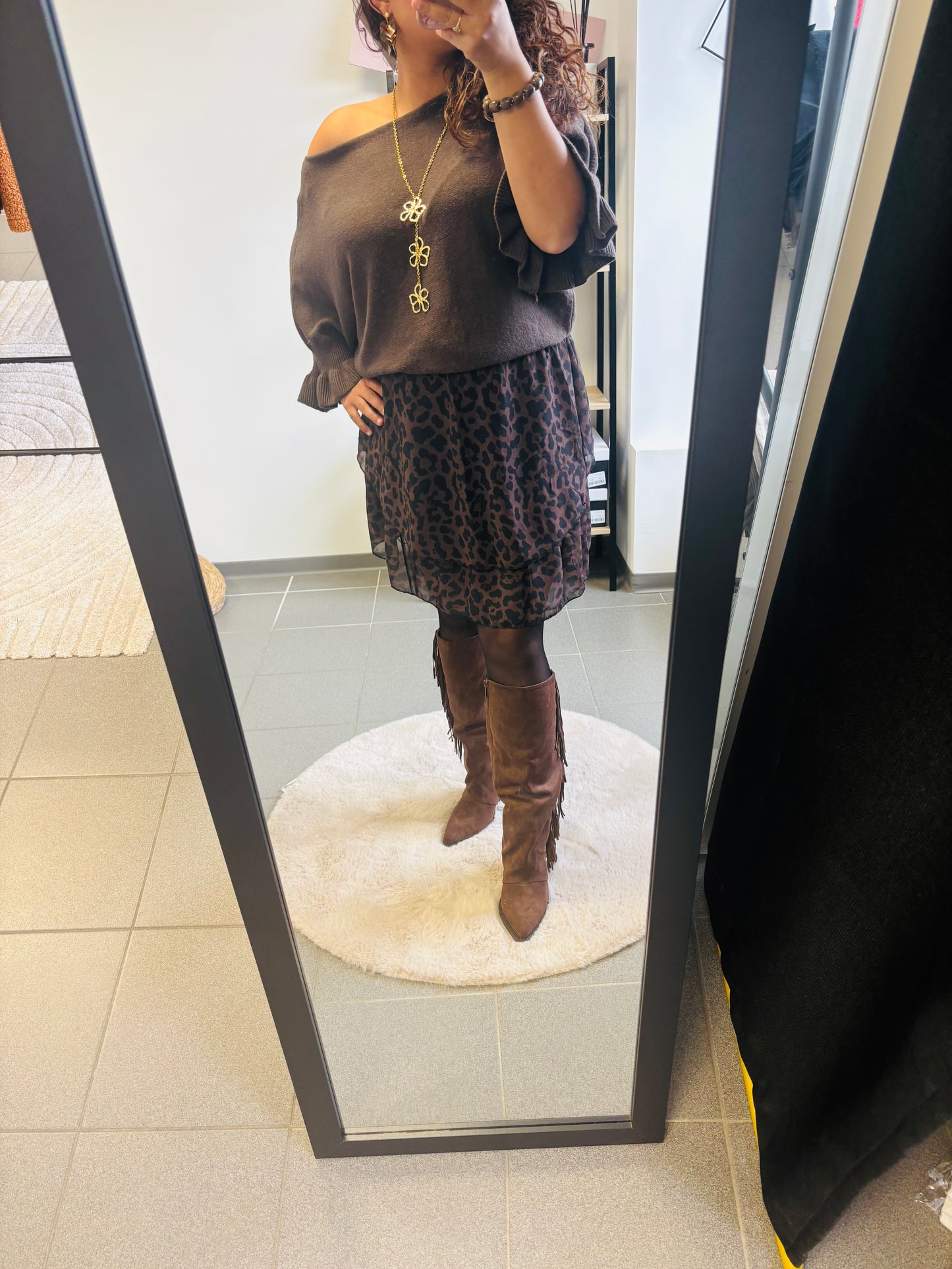 🐆 Jupe fluide imprimé léopard chocolat