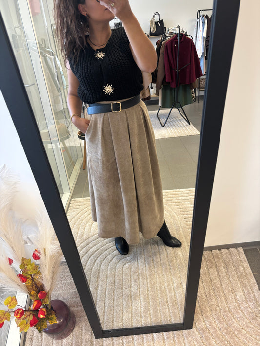 Jupe côtelé beige