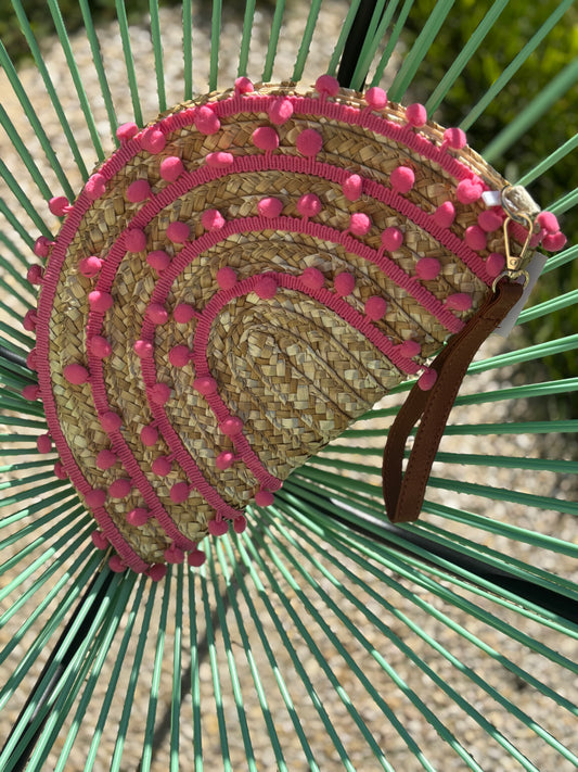 Pochette pompon rose