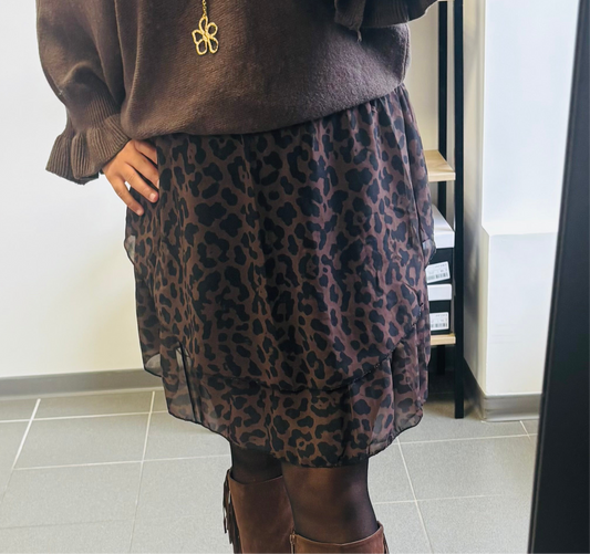 🐆 Jupe fluide imprimé léopard chocolat