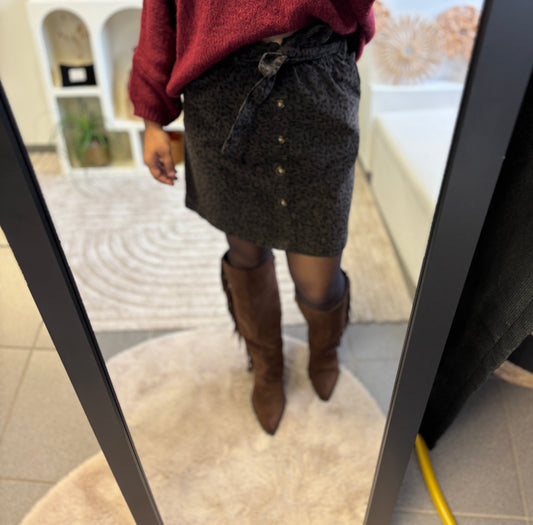 Jupe imprimé léopard chocolat – Élégance sauvage