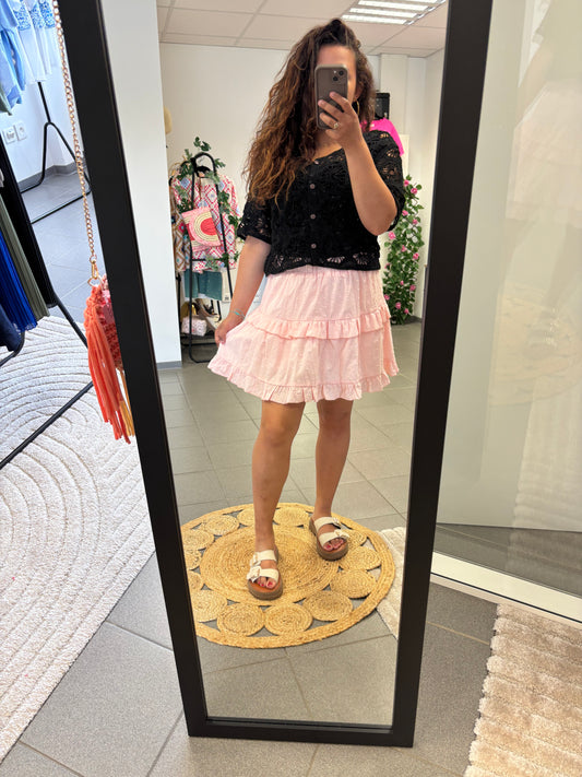 Jupe rose à volants doublure short