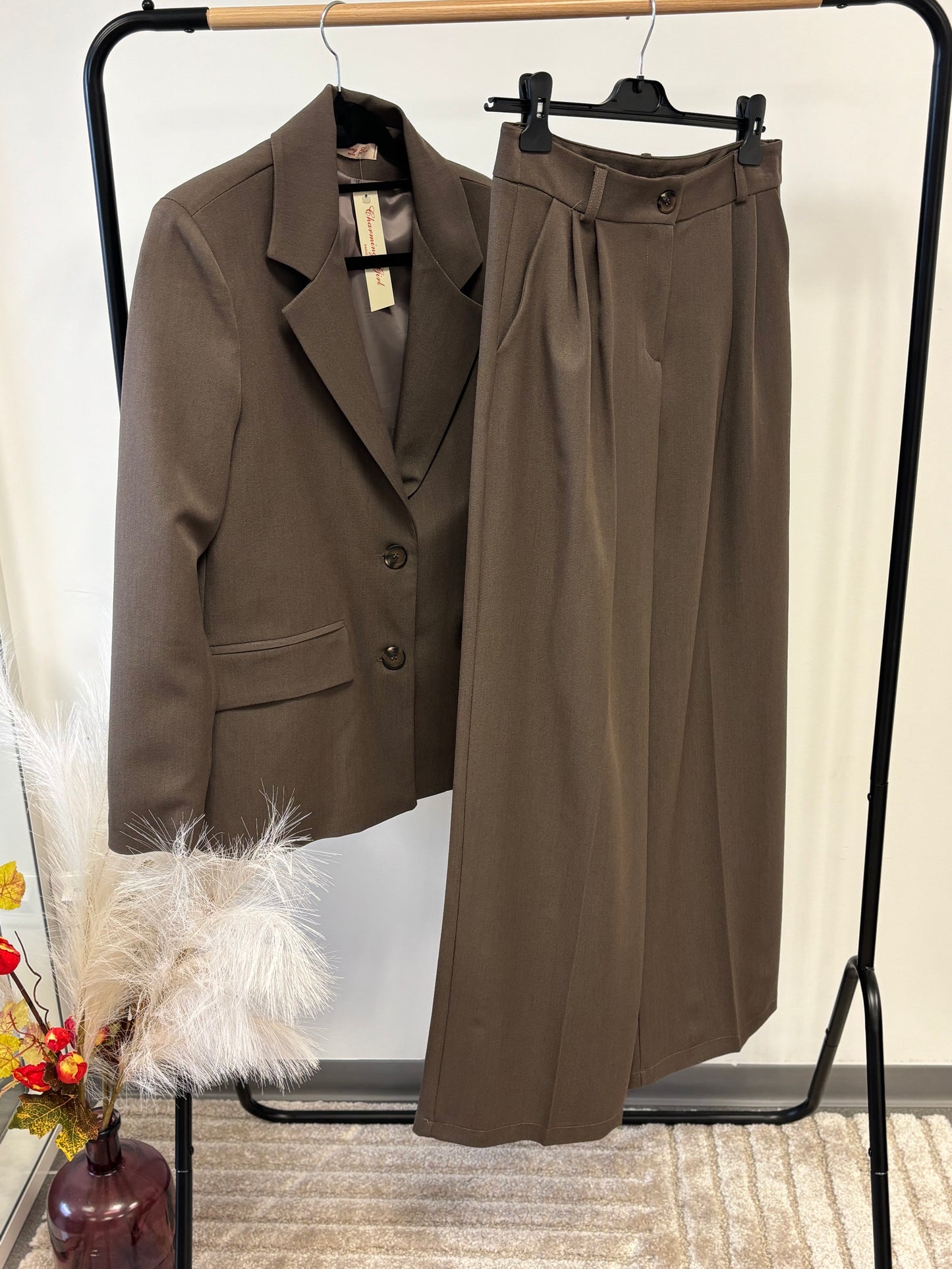 Pantalon large couleur taupe fluide